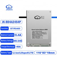 BMS 40A 8S-24S Lifepo4/Li-ion/LTO з активним балансуванням 0.4A (JK-BD4A24S4P) з кнопкою JiKong