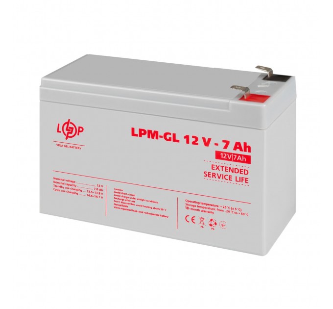 Акумулятор гелевий LPM-GL 12V - 7 Ah
