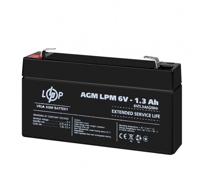Акумулятор AGM LPM 6V - 1.3 Ah