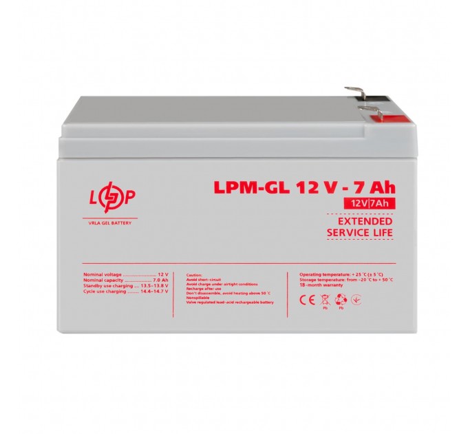Акумулятор гелевий LPM-GL 12V - 7 Ah