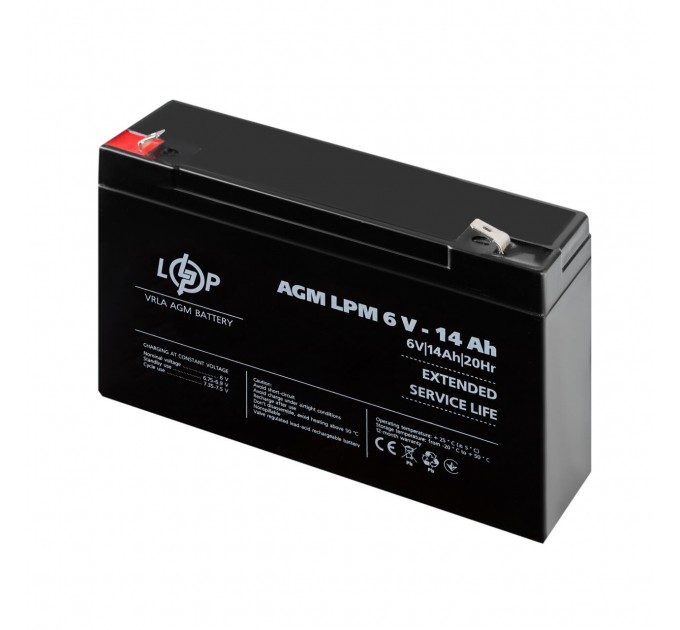 Розпродаж (4160) Акумулятор AGM LPM 6V - 14 Ah 09/23
