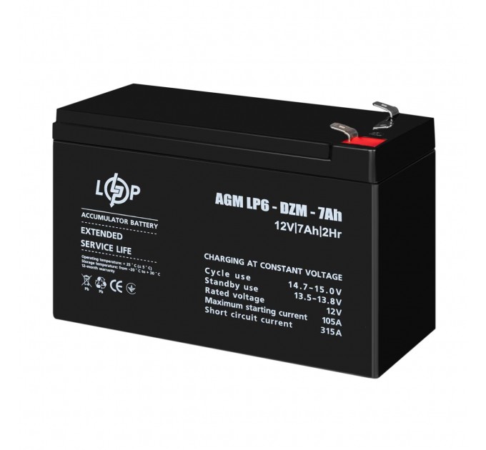 Розпродаж (16152) Тяговий свинцево-кислотний AGM Акумулятор LP 6-DZM-7 Ah (02-2024)