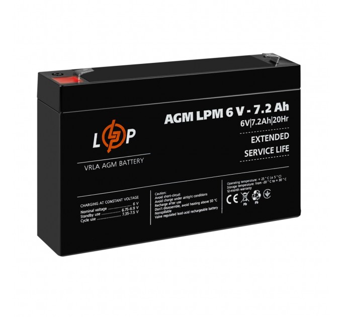 Розпродаж (3859) Акумулятор AGM LPM 6V - 7,2 Ah 09/2023