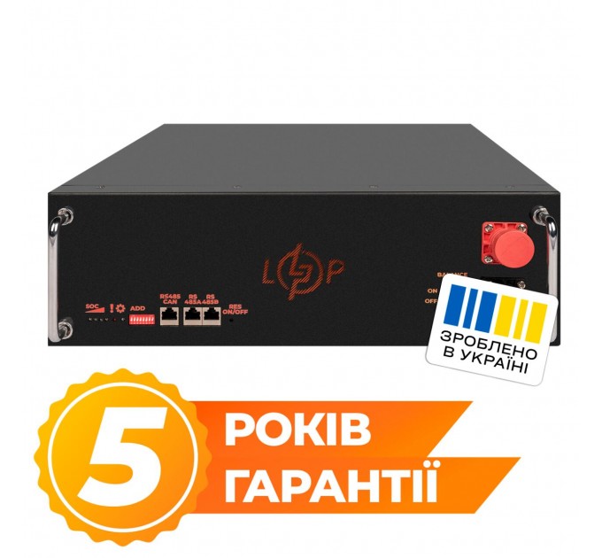 Акумулятор LP LiFePO4 51,2V - 100 Ah (5120Wh) (BMS SP 100A/50А) RM RS485/CAN LCD BL