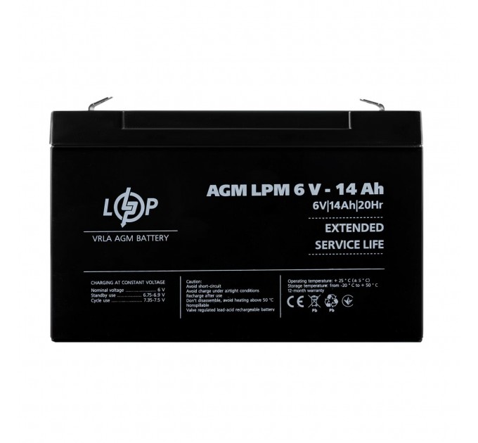 Розпродаж (4160) Акумулятор AGM LPM 6V - 14 Ah 09/23