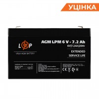 Розпродаж (3859) Акумулятор AGM LPM 6V - 7,2 Ah 09/2023