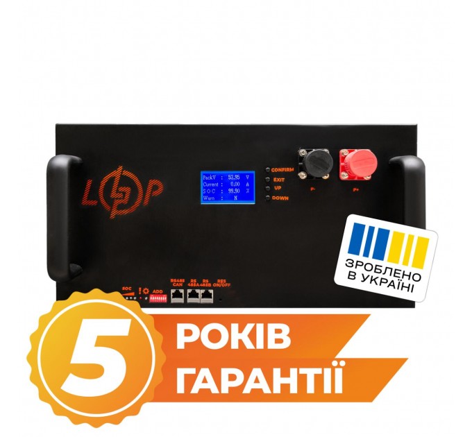 Акумулятор LP LiFePO4 25,6V - 280 Ah (7168Wh) (BMS 200A/100А) LCD метал Smart RM RS485/CAN