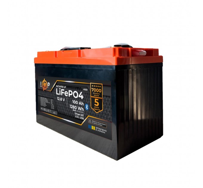 Акумулятор LP LiFePO4 12,8V - 100 Ah (1280Wh) (BMS 100A/50А) пластик LCD USB Smart BT