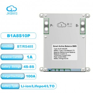 Smart BMS 100A 4S-8S Lifepo4/Li-ion/LTO з активним балансуванням 1A (JK-B1A8S10P-HC) з кнопкою JiKong, CAN-шиною і функцією обігріву акумулятора Smart BMS 100A 4S-8S Lifepo4/Li-ion/LTO з активним балансуванням 1A (JK-B1A8S10P-HC) з кнопкою JiKong, CAN-шиною і функцією обігріву акумулятора