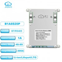 BMS 200A 4S-8S Lifepo4/Li-ion/LTO з активним балансуванням 1A (JK-B1A8S20P-HC) з кнопкою JiKong, CAN-шиною і функцією обігріву акумулятора