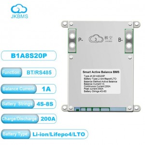 BMS 200A 4S-8S Lifepo4/Li-ion/LTO з активним балансуванням 1A (JK-B1A8S20P-HC) з кнопкою JiKong, CAN-шиною і функцією обігріву акумулятора BMS 200A 4S-8S Lifepo4/Li-ion/LTO з активним балансуванням 1A (JK-B1A8S20P-HC) з кнопкою JiKong, CAN-шиною і функцією обігріву акумулятора