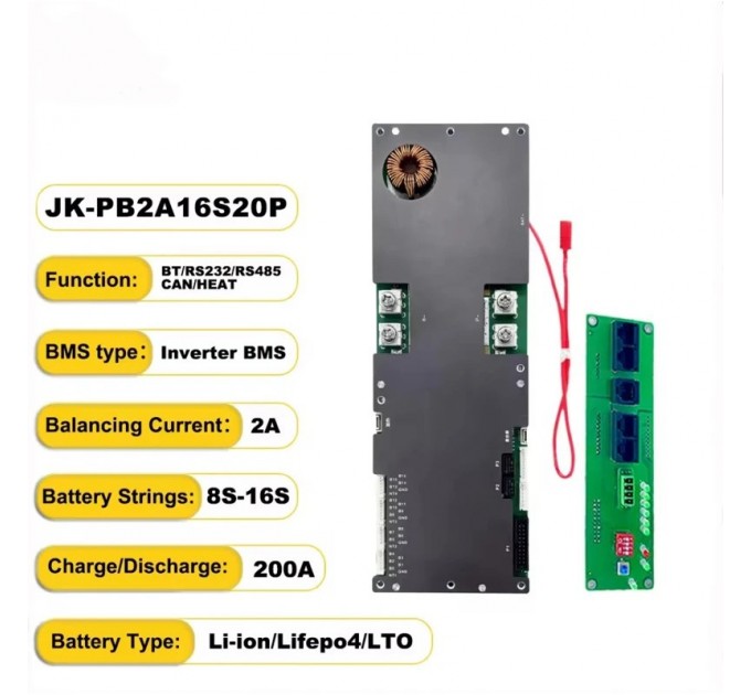 JK BMS PB2A16S20P 200A 8S-16S 2A Pylon, Deye, Victron, Must, Growatt, Axioma, GoodWe