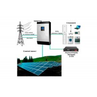 Гибридная солнечная электростанция 9 кВт на основе литий-ионных аккумуляторных батарей с установкой на земле