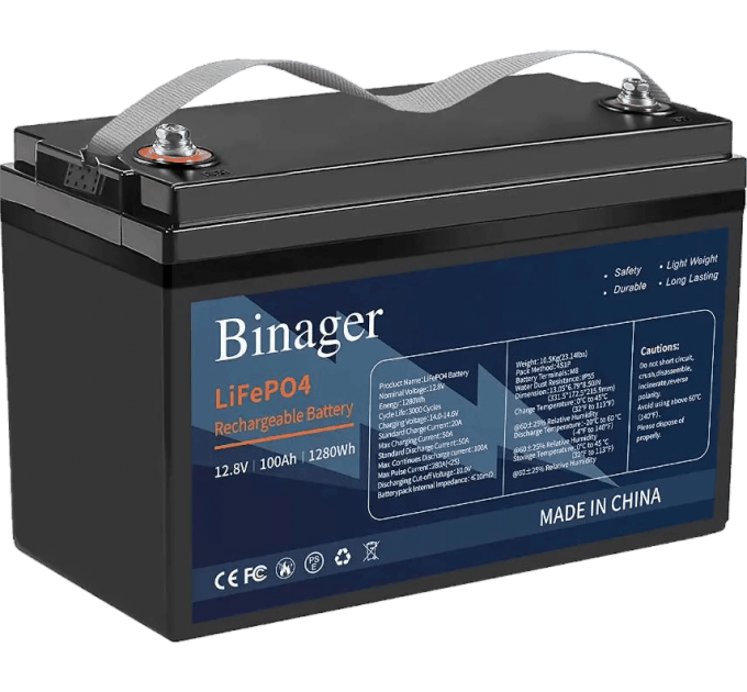 Акумуляторна батарея HS-12,8V100Ah Binager (LiFePO4 12,8V 100Ah 1280Wh)